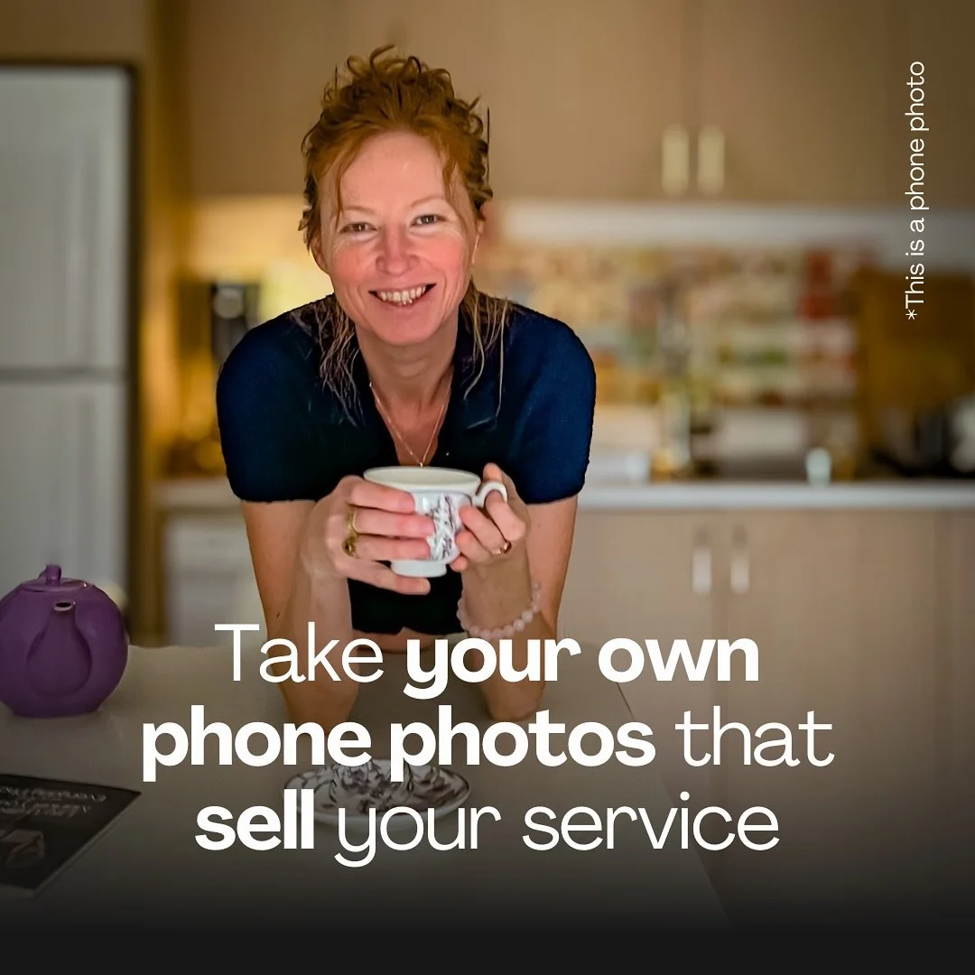 Take your own phone photos that sell your service.
DIY course &mdash; short lessons, apply as you go. If you can take a selfie, you can do this

It&rsquo;s actually simple:
#1 Learn what to capture and why so every image supports your marketing.
#2 T