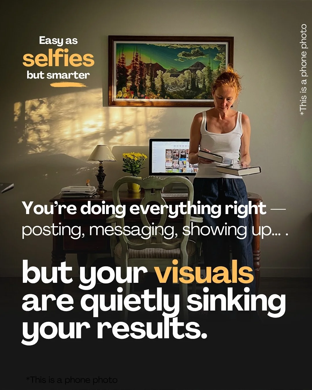 You&rsquo;re doing everything right &mdash;
posting, messaging, showing up&hellip;

but your visuals are quietly sinking your results.

You&rsquo;ve done the mindset work.
You&rsquo;ve refined your message.
You&rsquo;ve built an offer that truly help