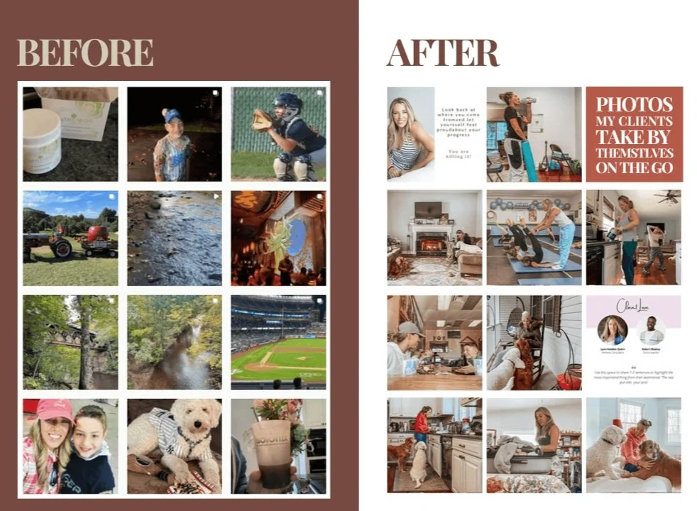 Before and After Social Media Photo Content - Learn to take your own phone photos to support your marketing