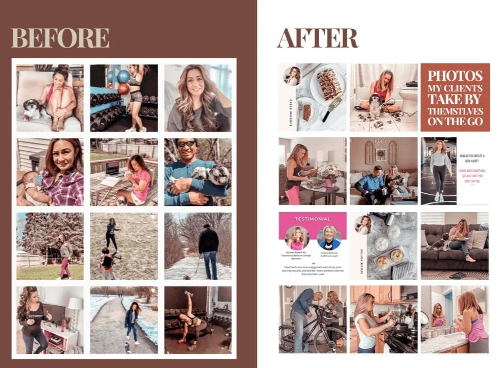 Before and After Social Media Photo Content - Learn to take your own phone photos to support your marketing
