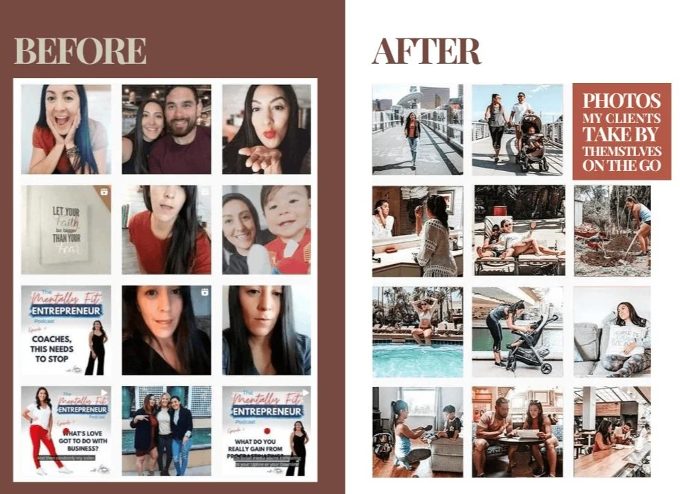 Before and After Social Media Photo Content - Learn to take your own phone photos to support your marketing
