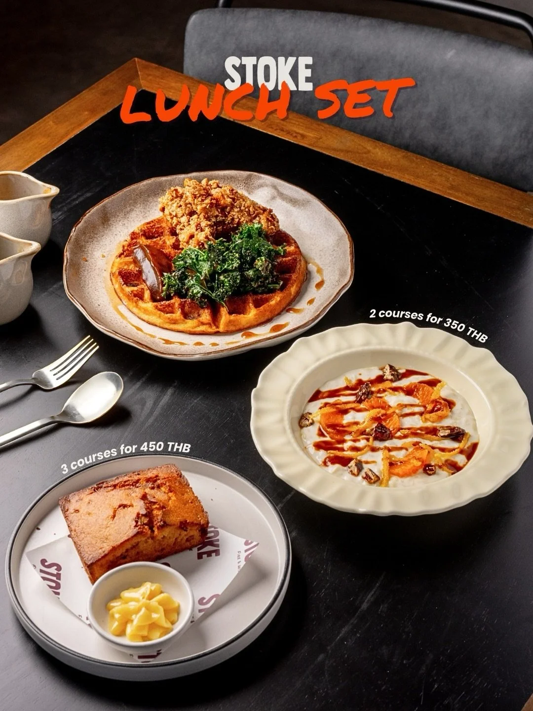 Hello, 2026 🎉 
Let&rsquo;s kick off the year with better lunches.
Choose 2 courses for 350 THB or 3 courses for 450 THB &mdash; from starters, mains, and desserts.

🕚 Available daily from 11.00 &ndash; 15.00
📌 T&amp;Cs apply

See you for lunch 🔥 