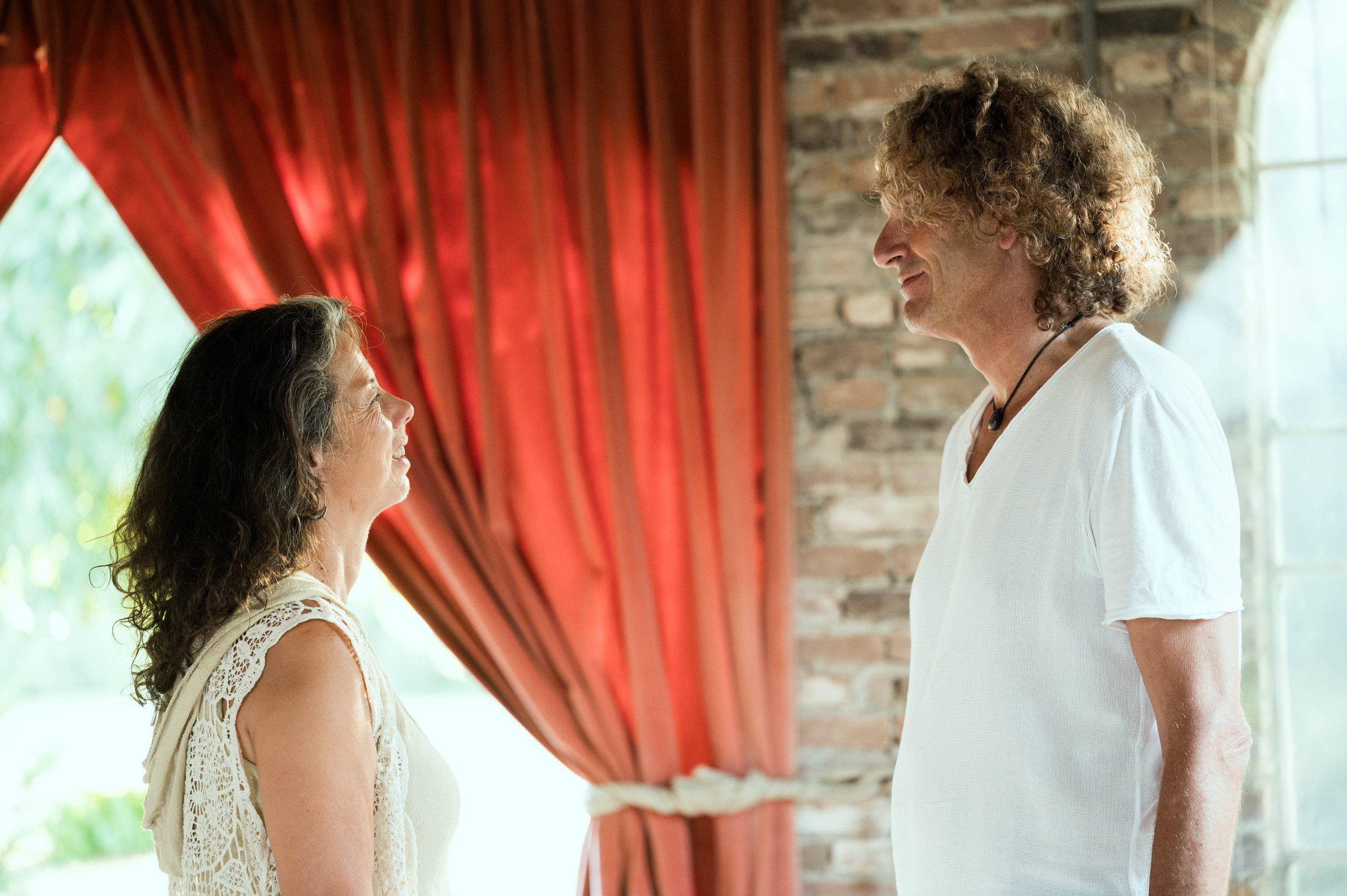 Man and woman participants during body oriented practices at The Heart's Door Retreats Netherlands