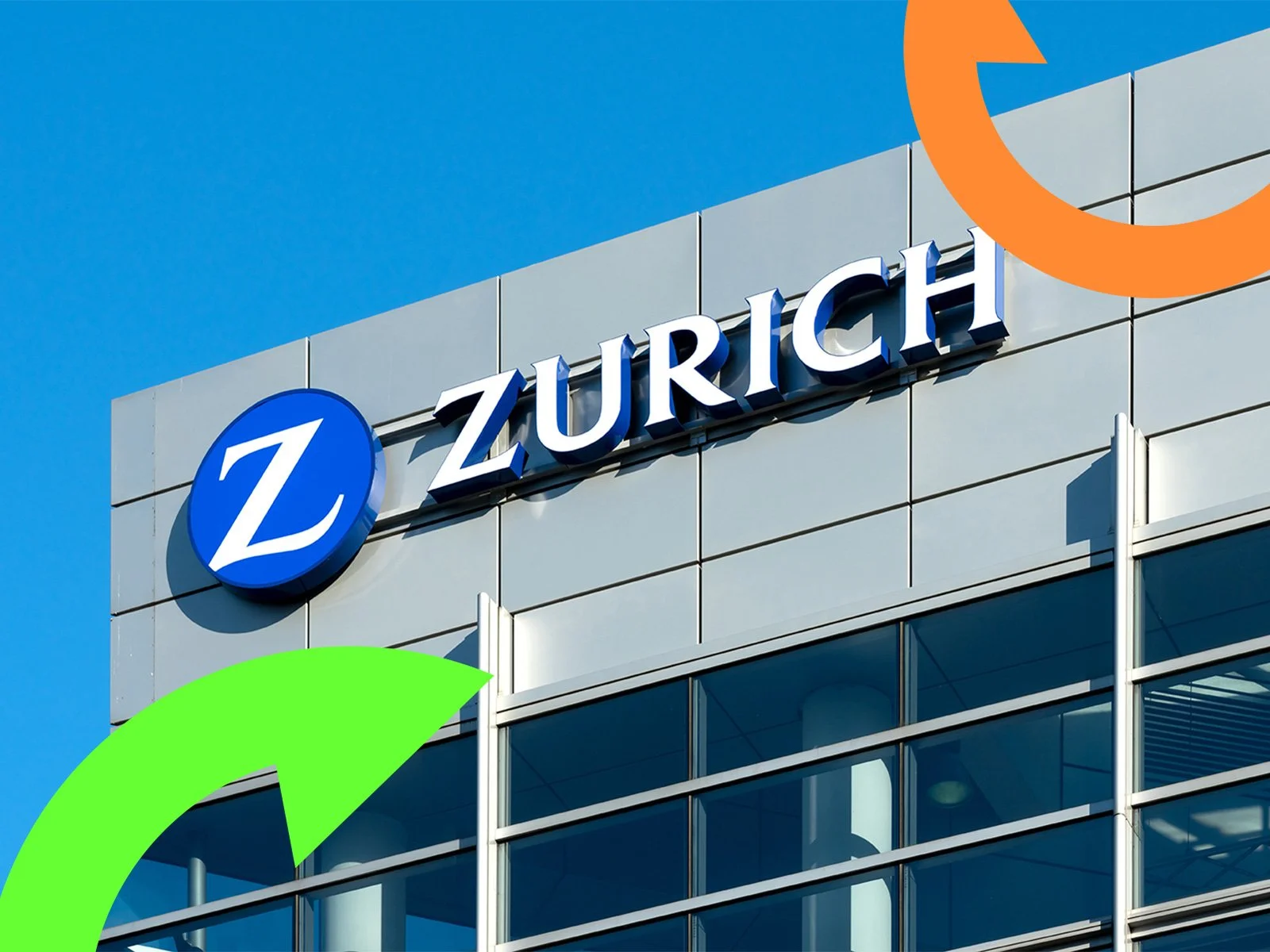 Zurich building from the outside with Circl arrows overlapping