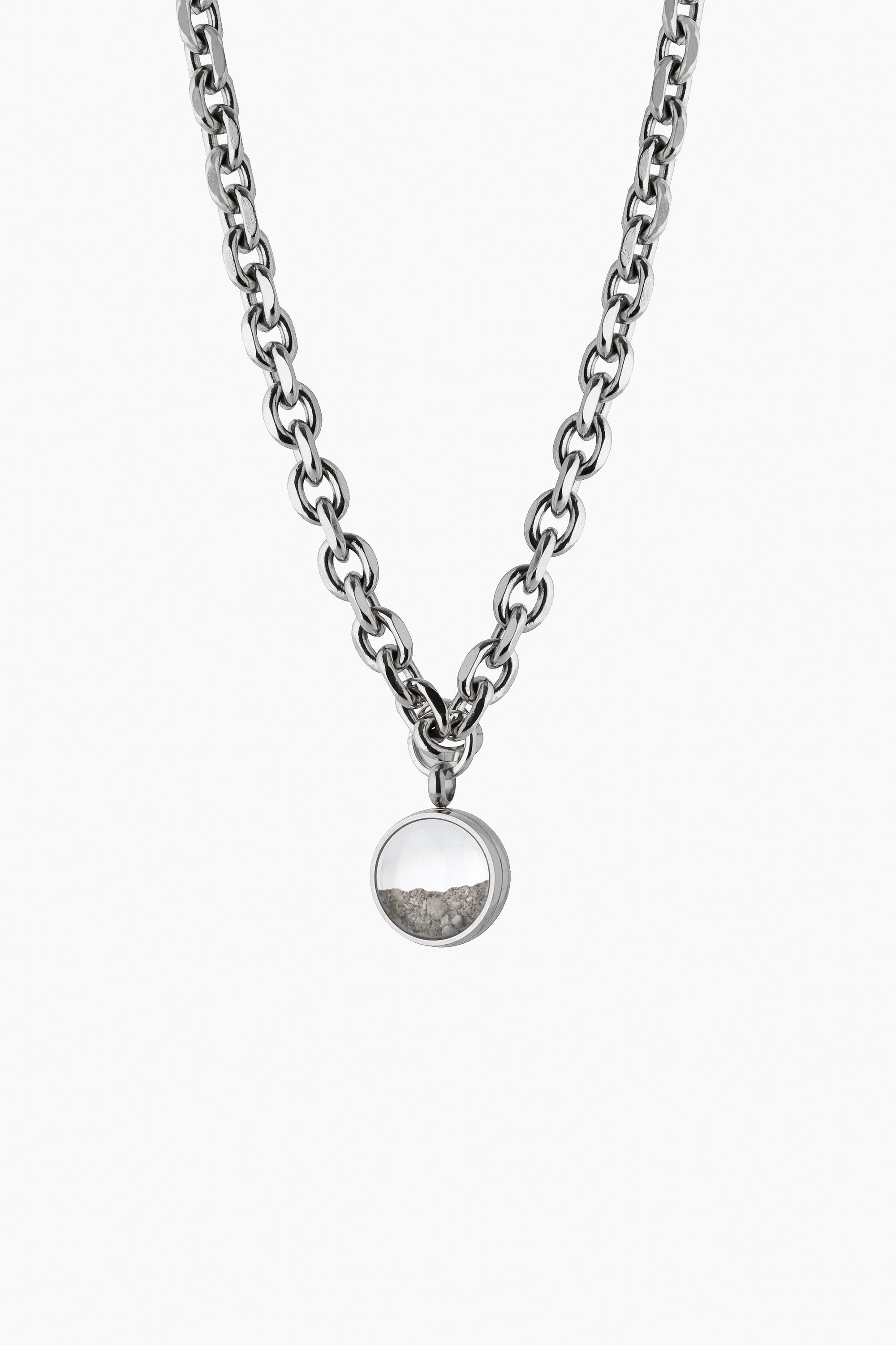 AMEMRI Drift Glass Orb Ashes Pendant Necklace - Silver