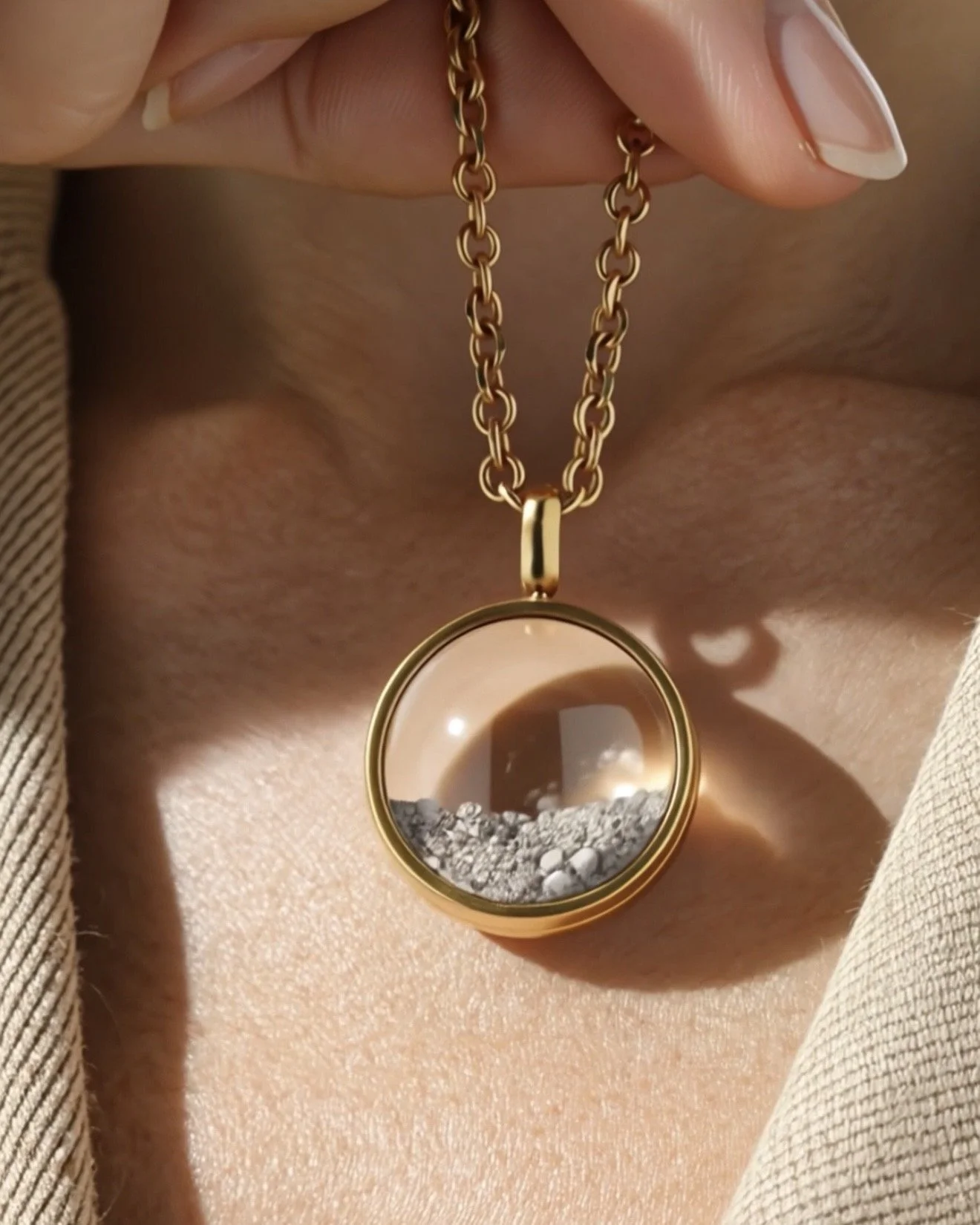 AMEMRI Mini Drift Glass Orb Ashes Pendant Memorial Necklace - Gold