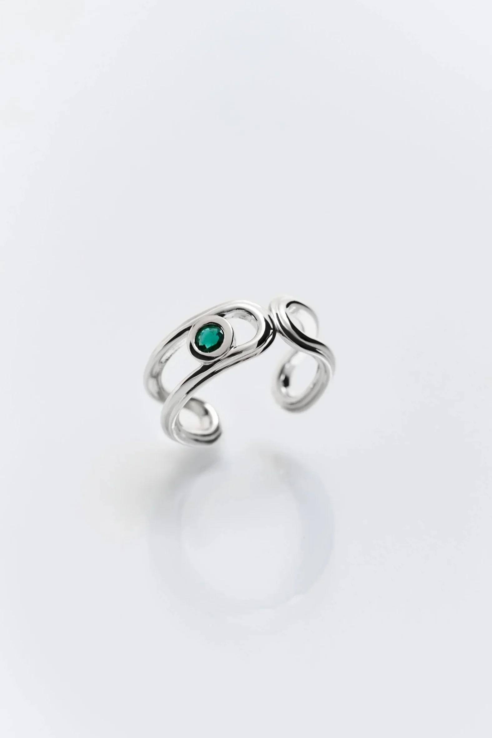 Hollow Hoop Ring - Emerald