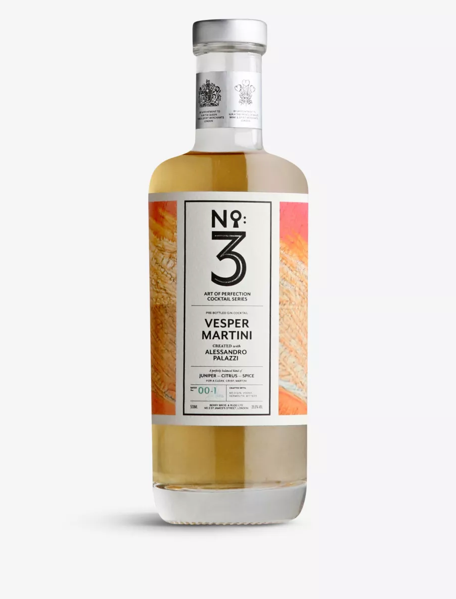 No. 3 Vesper Martini pre-bottled gin cocktail
Crafted with No. 3 gin, vodka, vermouth and bitters, 500ml, £39.99