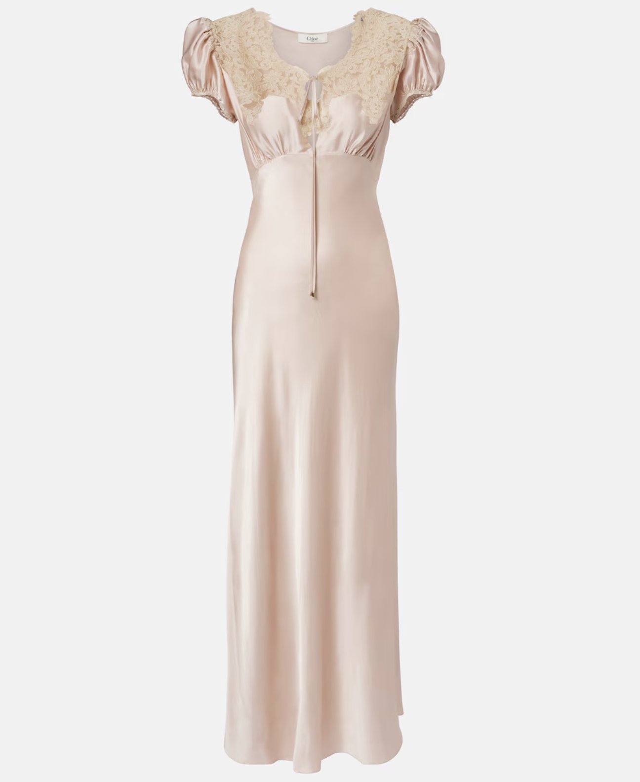 Chloé Lace-trimmed silk satin maxi dress