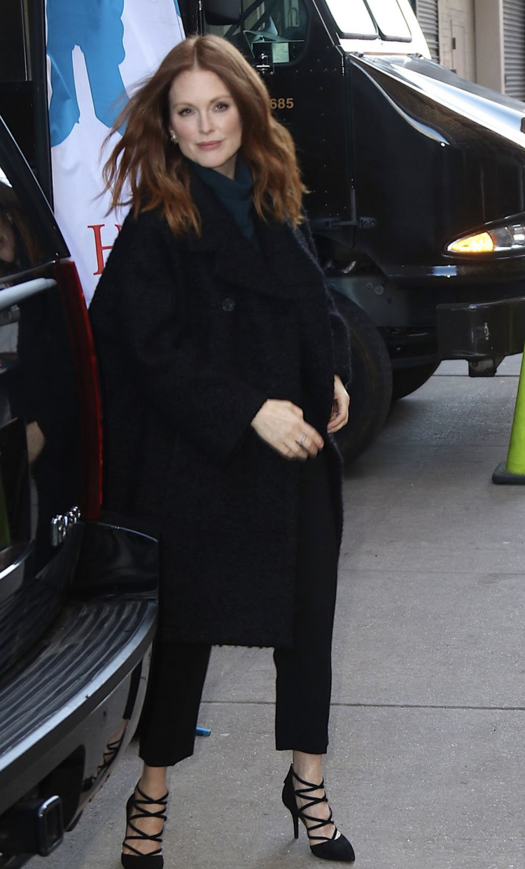 Julianne Moore's iconic vibrant red hair — colour-treated haircare routine