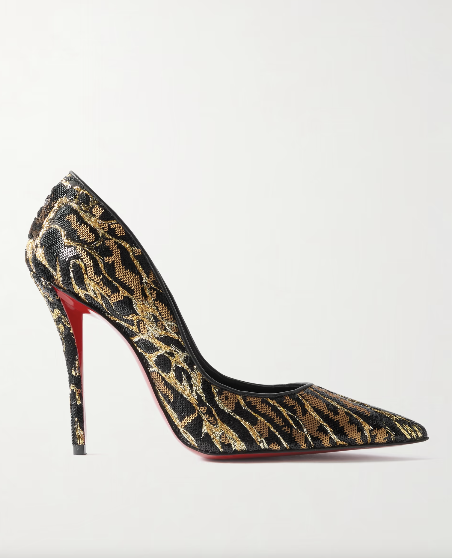 Christian Louboutin Miss Z Ocelot Lurex and leather-trimmed sequined satin pumps, £1,395