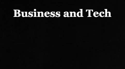 Business and Tech logo in white on a black background.