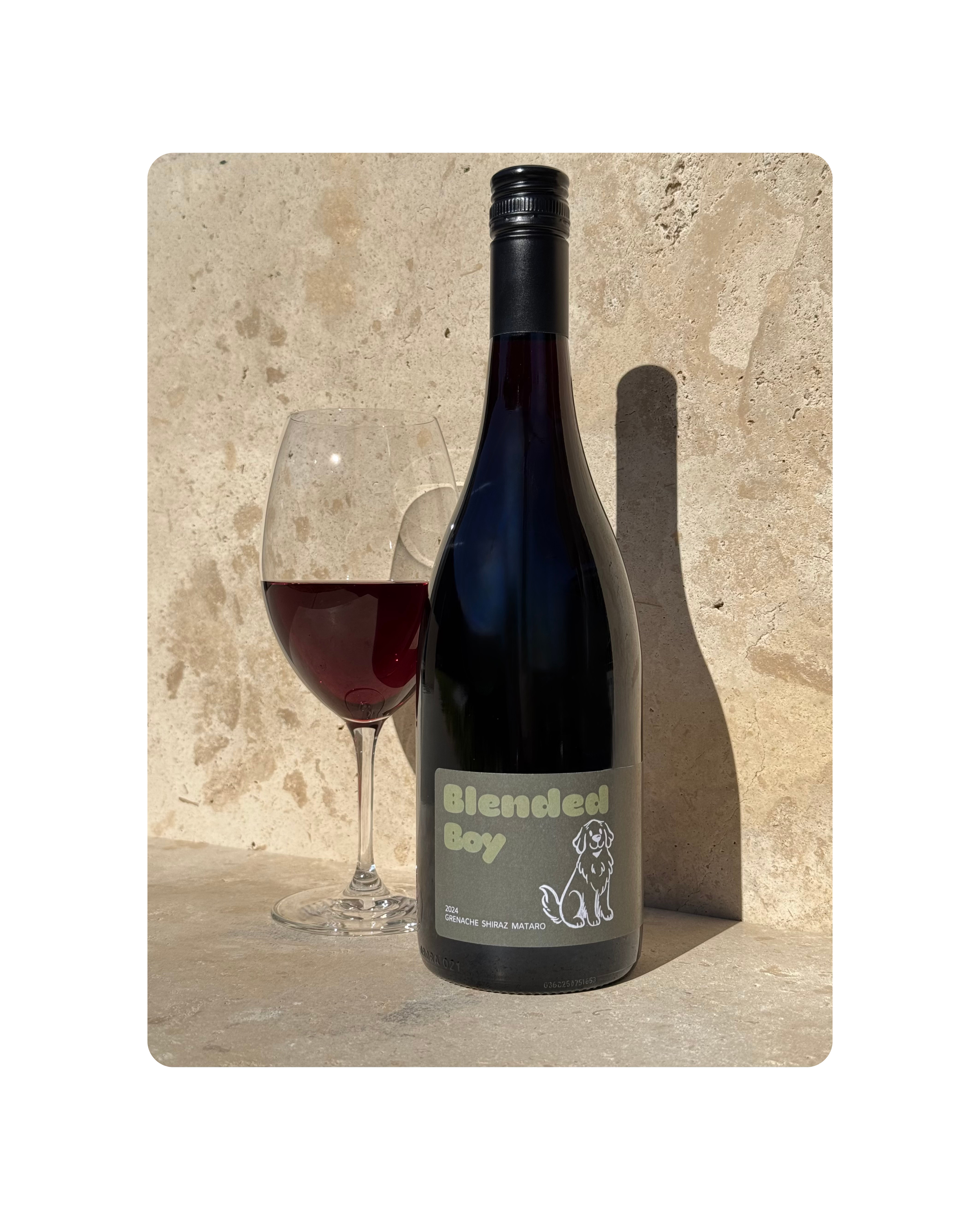 Goodman Viticulture Blended Boy GSM and Wine Glass