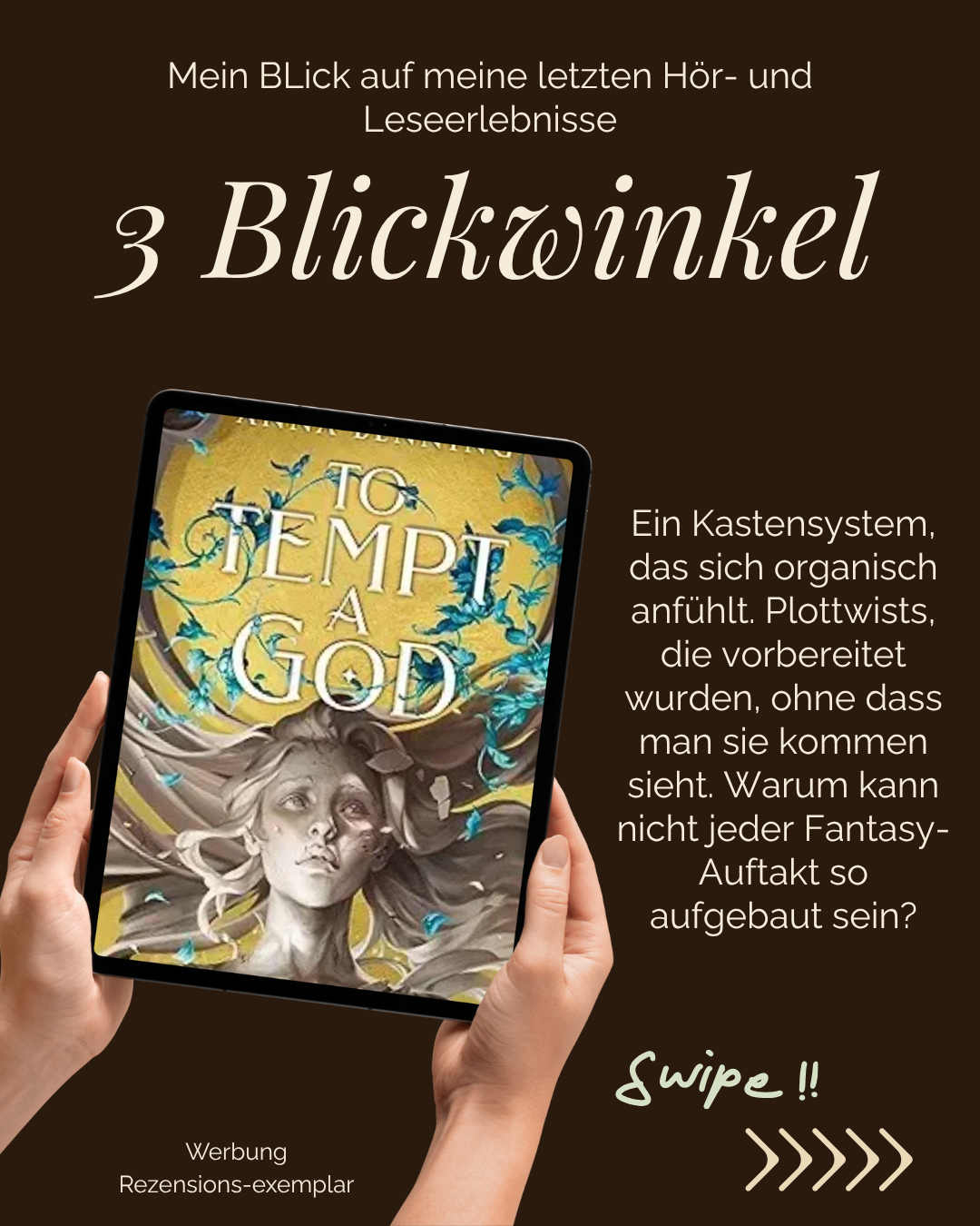 To Tempt a God – Anna Benning | Buchrezension &amp; 3-Blickwinkel-Analyse - Rezensionsexemplar