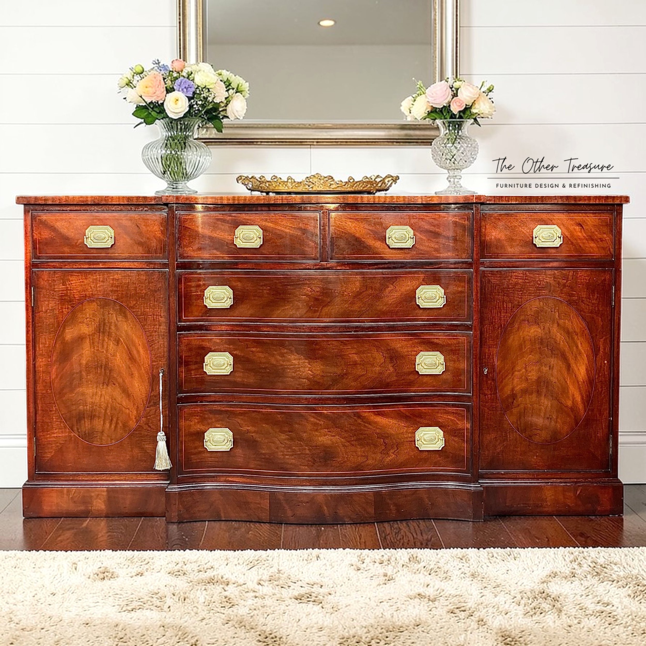 1950s Henredon Crotch Mahogany Sideboard | Buffet | Statement Credenza