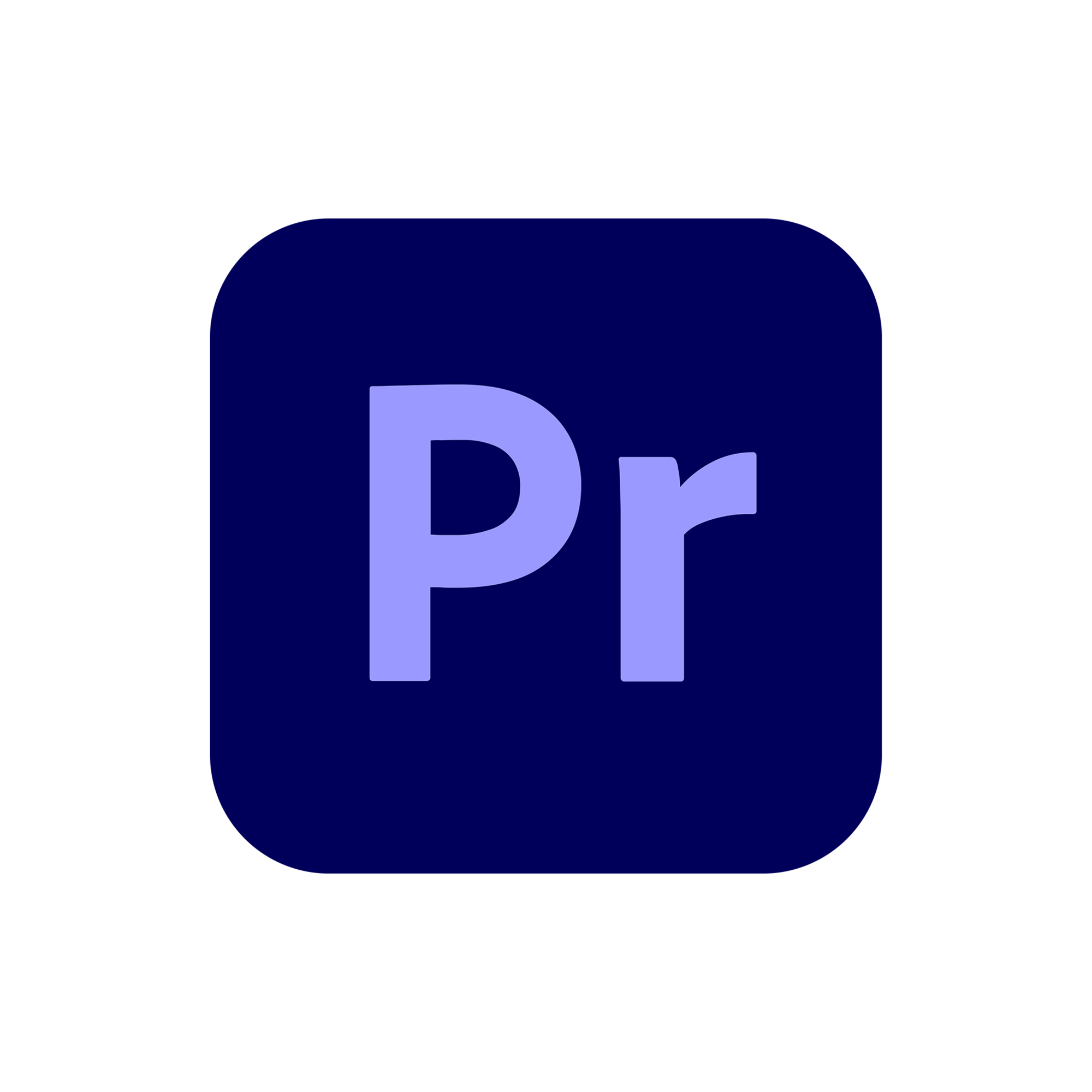 Adobe Premiere Pro app icon with a dark blue background and the white initials 'Pr' in the center.