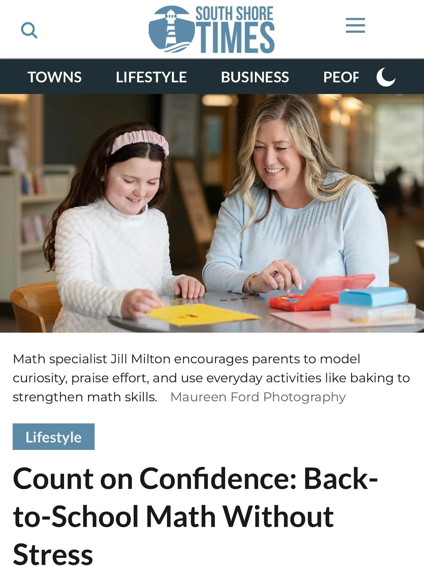 Back in August, I had the chance to chat with the South Shore Times about one of my favorite topics &mdash; helping kids feel confident (not stressed!) about math. 

Even though back-to-school season has passed, these tips are helpful all year long &