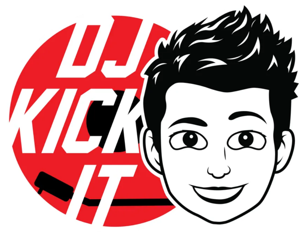A cartoon illustration of a smiling young man with short, spiky hair in black and white, overlapping a red circle with white stylized text that reads 'UHH KICK IT'.