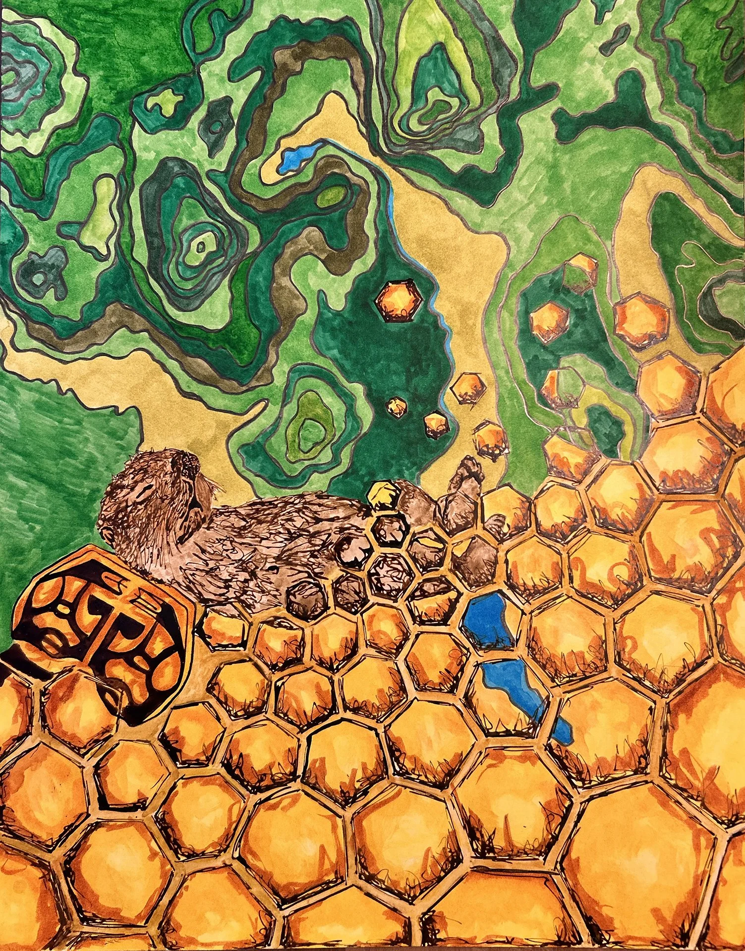 "Homecoming"
Watercolor, Pen & Sepia Ink
11"x15"
2025
