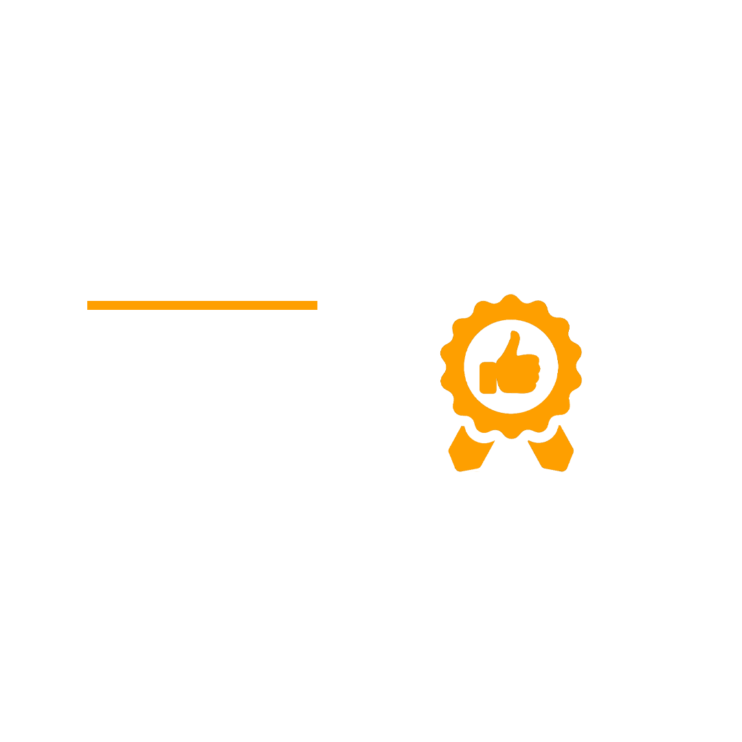An infographic with a black background, displaying the message "High Quality Work" with an orange underline, and a quote about the importance of doing quality work once rather than multiple times, accompanied by an orange medal with a thumbs-up icon.
