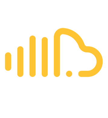 Stylized yellow waveform with an outline of a cloud, on a black background.