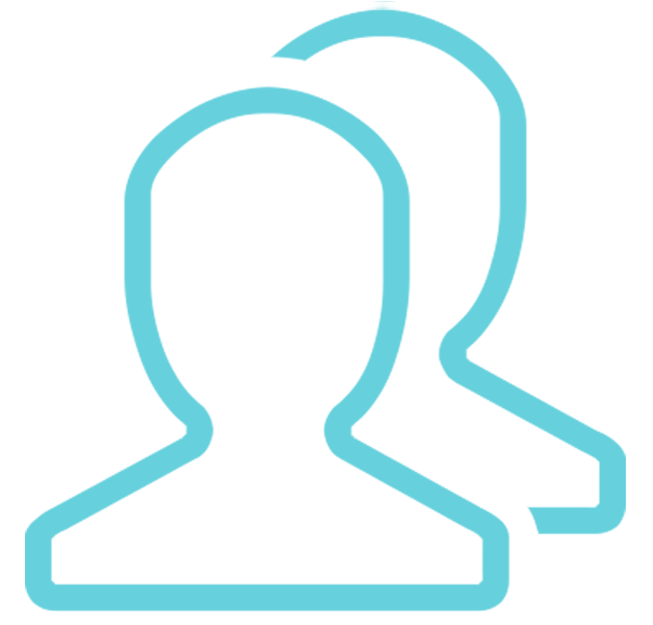 Outline of two human figures, one in front of the other, in light blue color.