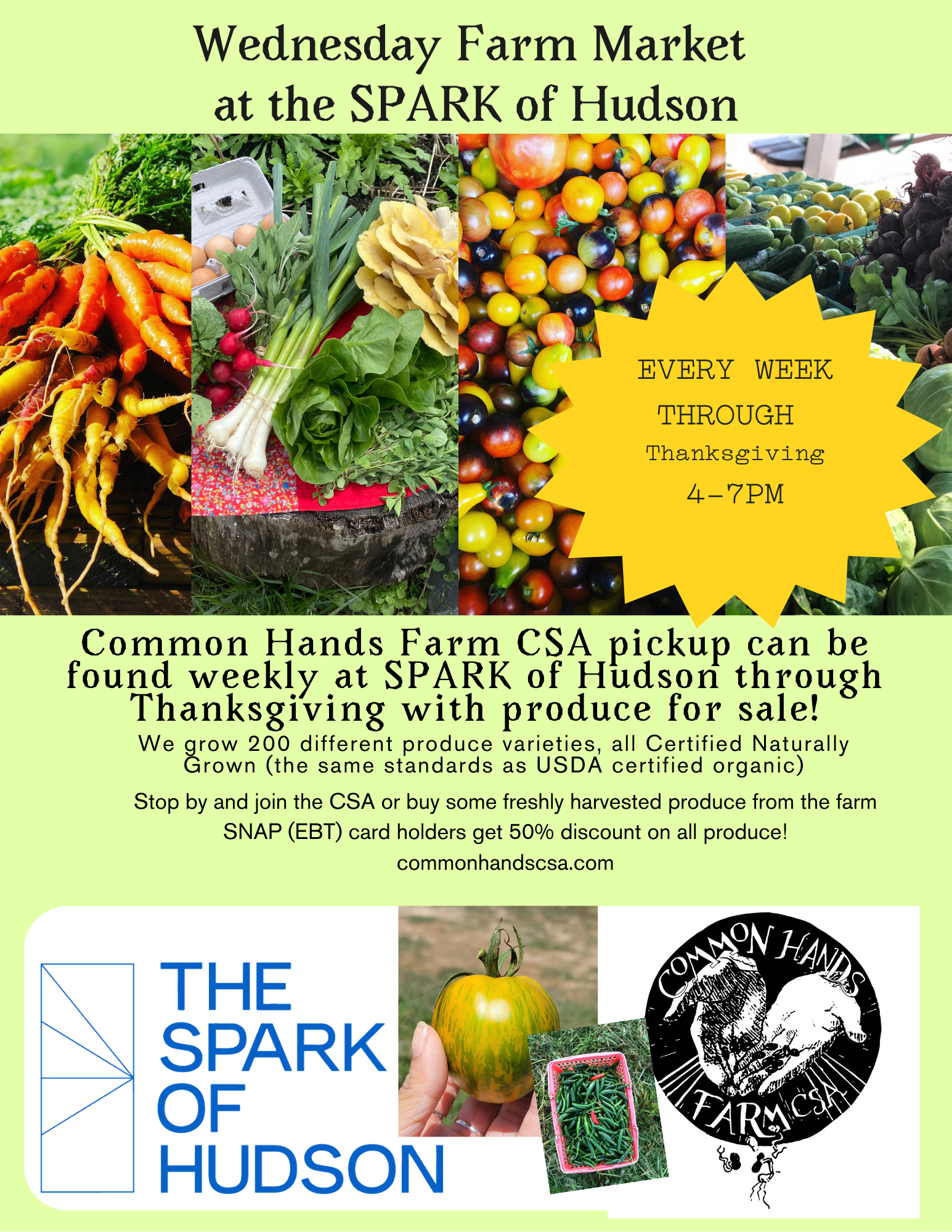 Wednesday Farm Market CSA with Common Hands Farm