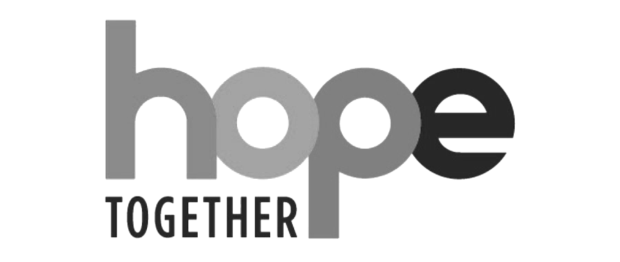 The word 'hope' in large gray and black letters with the word 'together' underneath.