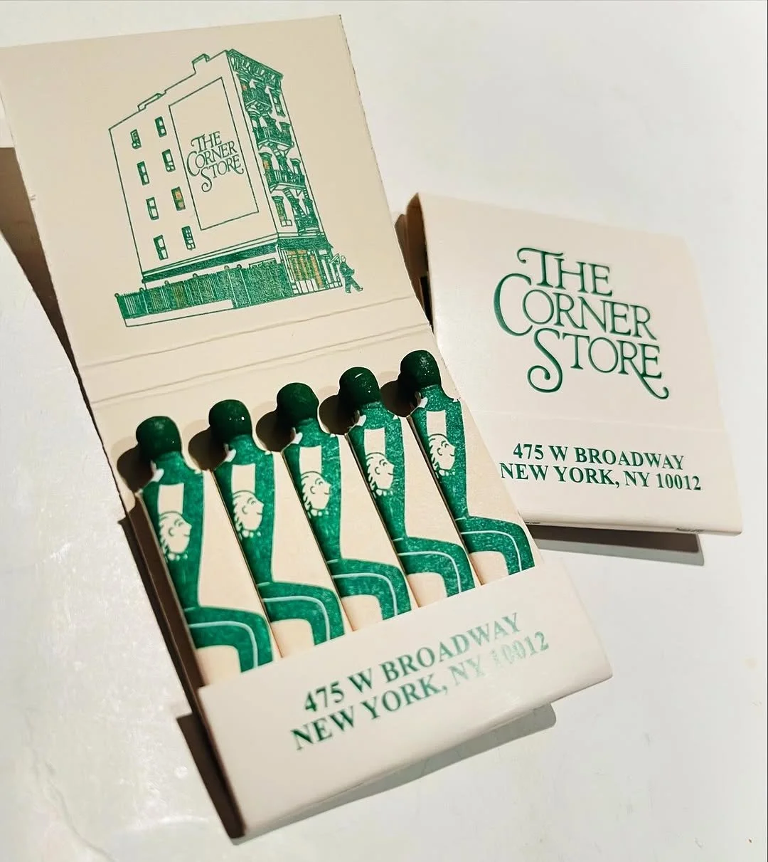 a beautifully designed matchbook from one of New York City's hottest (and Taylor Swift-loved) restaurants, The Corner Store.