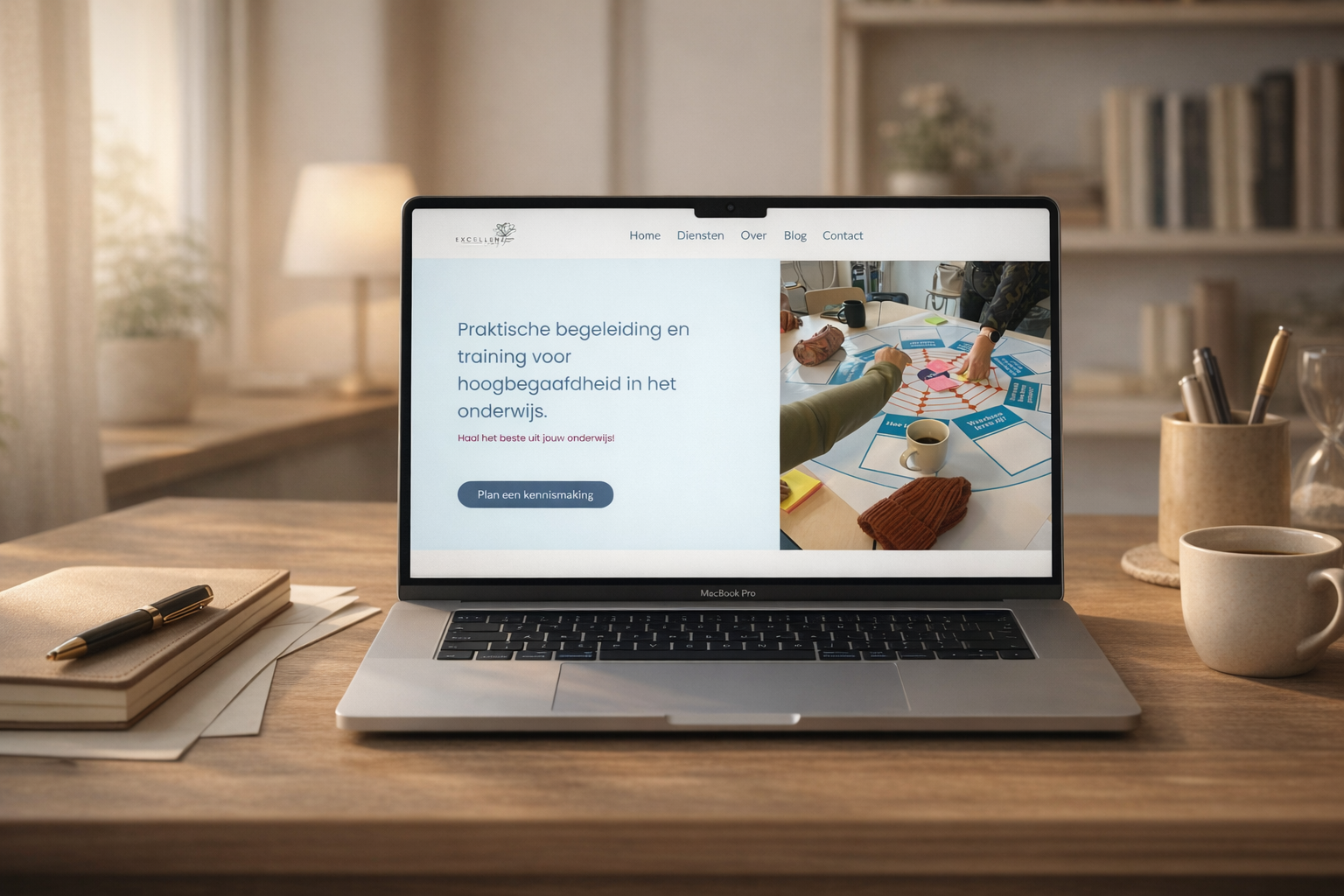 Laptop with the design for the website excellenz learning.nl