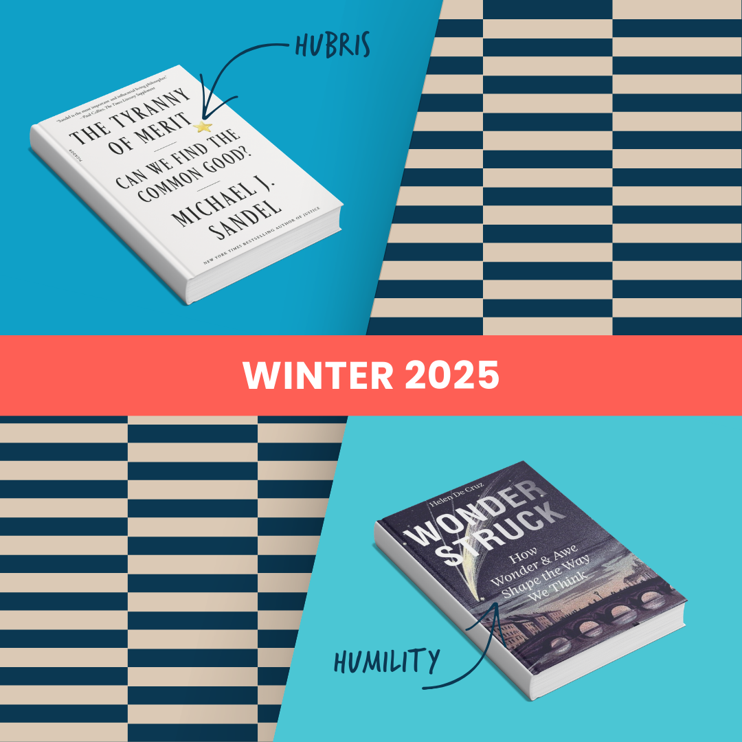 Graphic for Both/And Book Club: Fall 2025 -- two black book covers, both with question marks.