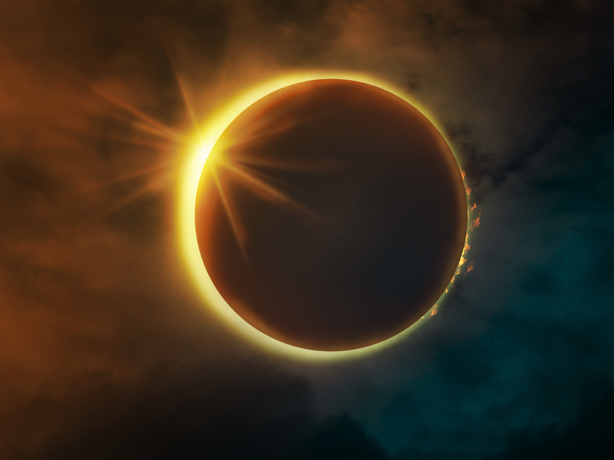 A photograph of a solar eclipse