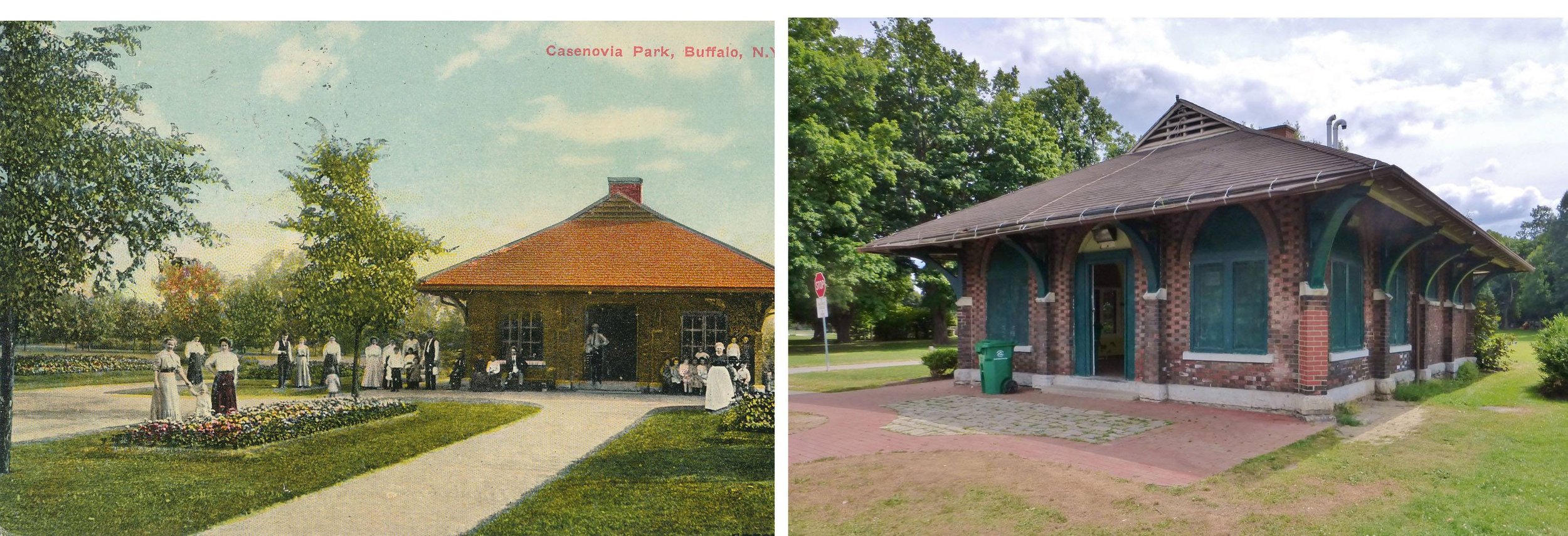 Yesterday/today images of the historic Cazenovia Shelter House.