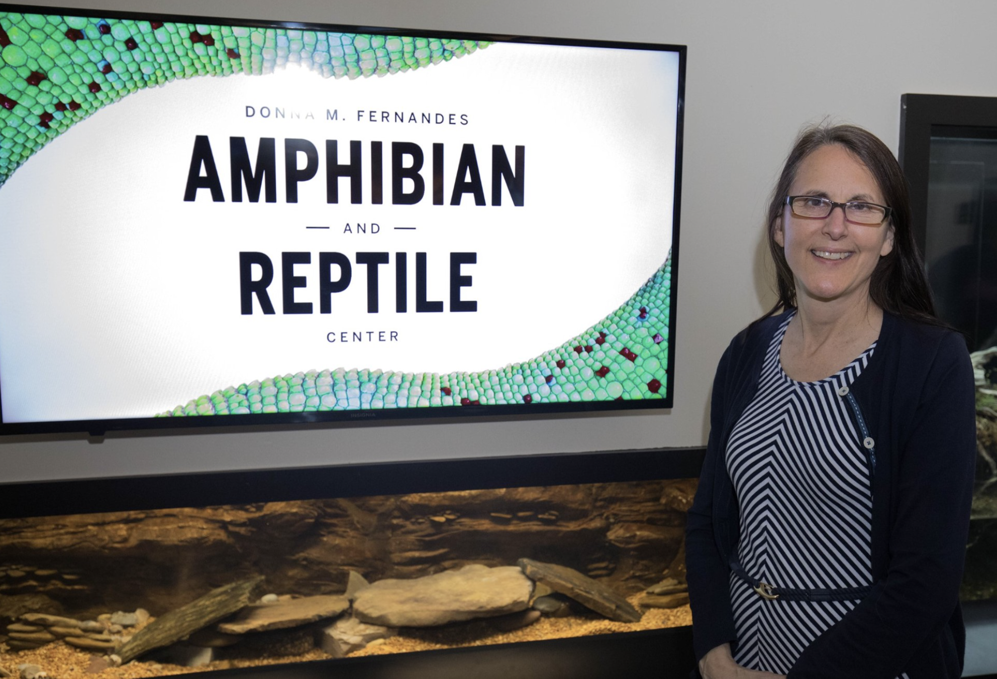 The renovated Amphibian and Reptile House at the Buffalo Zoo is named after Dr. Donna M. Fernandes.