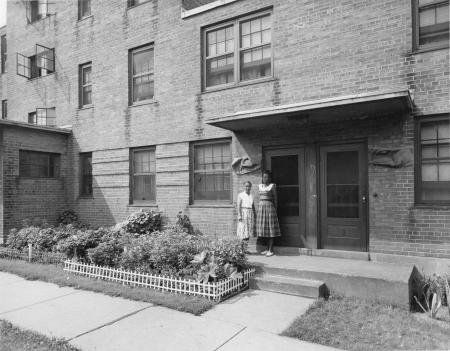 A vintage photo of the site's original affordable housing.
