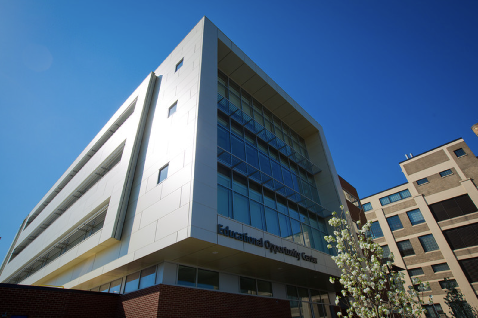 An exterior shot of UB's Eve Opportunity Center