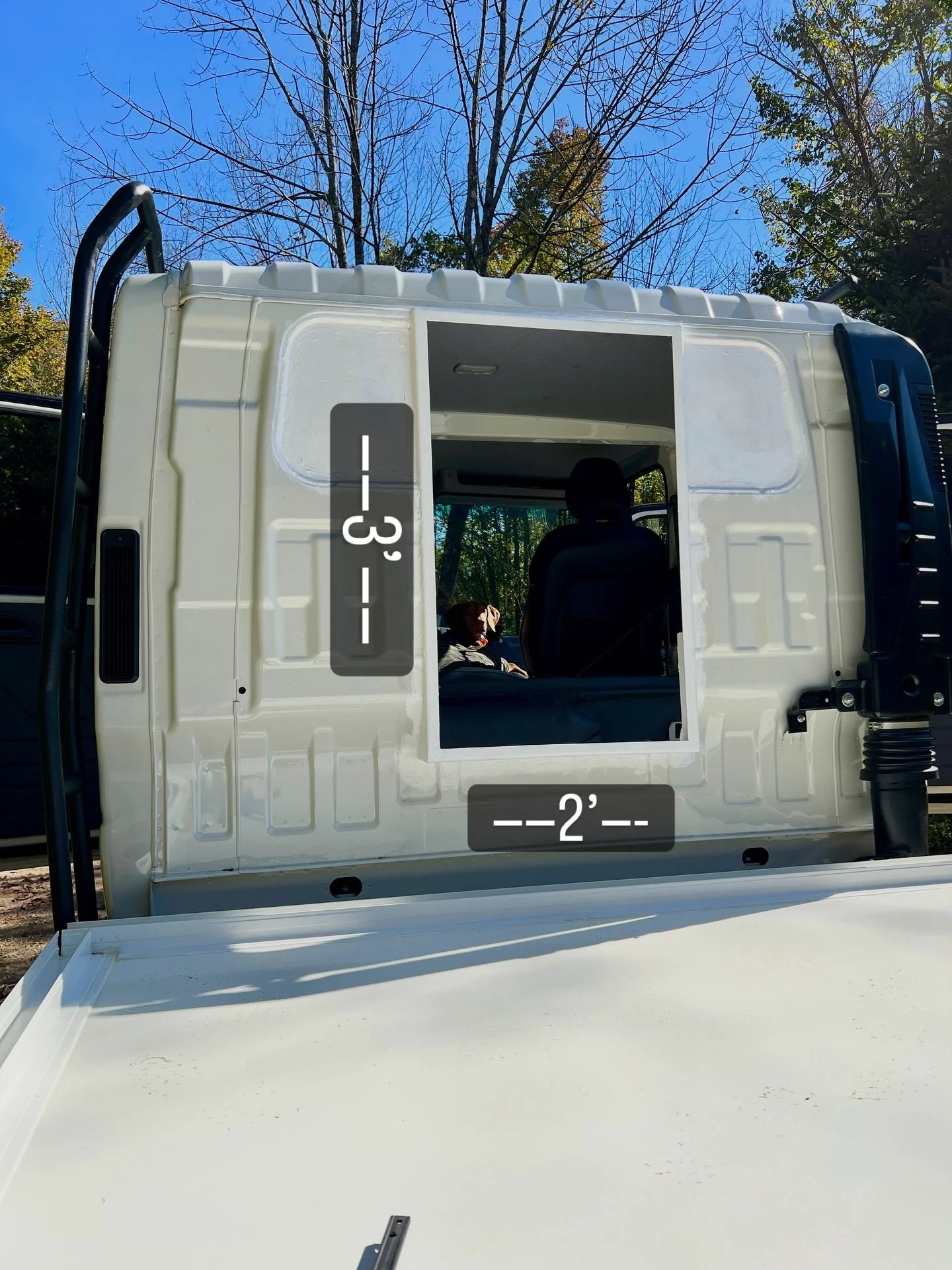 We didn&rsquo;t build a crew cab to haul people around 
We built it for this massive cab-to-camper pass-through. 

Full breakdown on dimensions and the entire build process is live on the blog. Rambleonrufus.com

#diycamperbuild #lcf4500 #cabovercamp