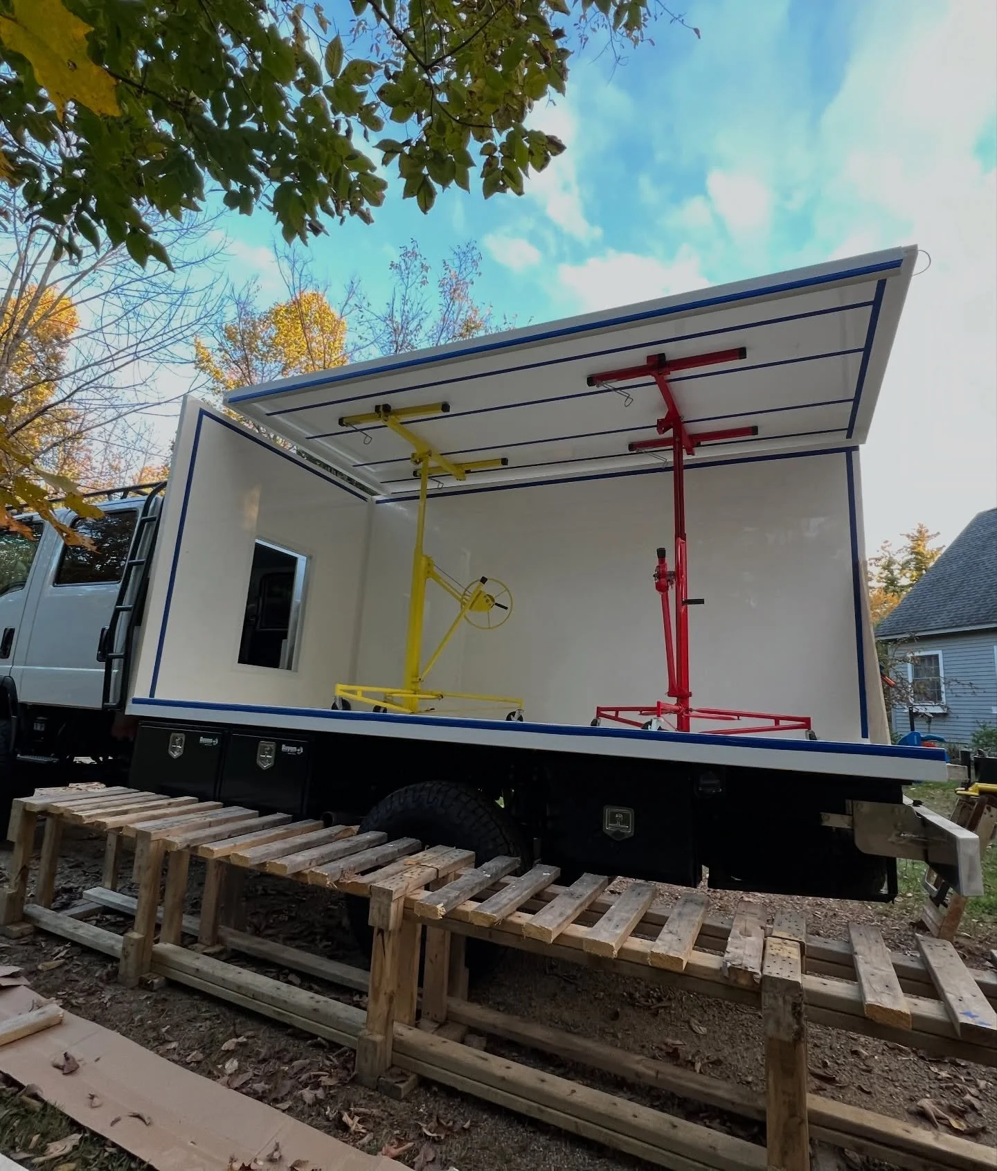 I somehow ended up balancing this roof panel on my head at two separate times to get it lifted into place. 

It took some creative thinking to take this 14&rsquo; long panel from the ground to 12&rsquo; in the air over our build. But with two drywall