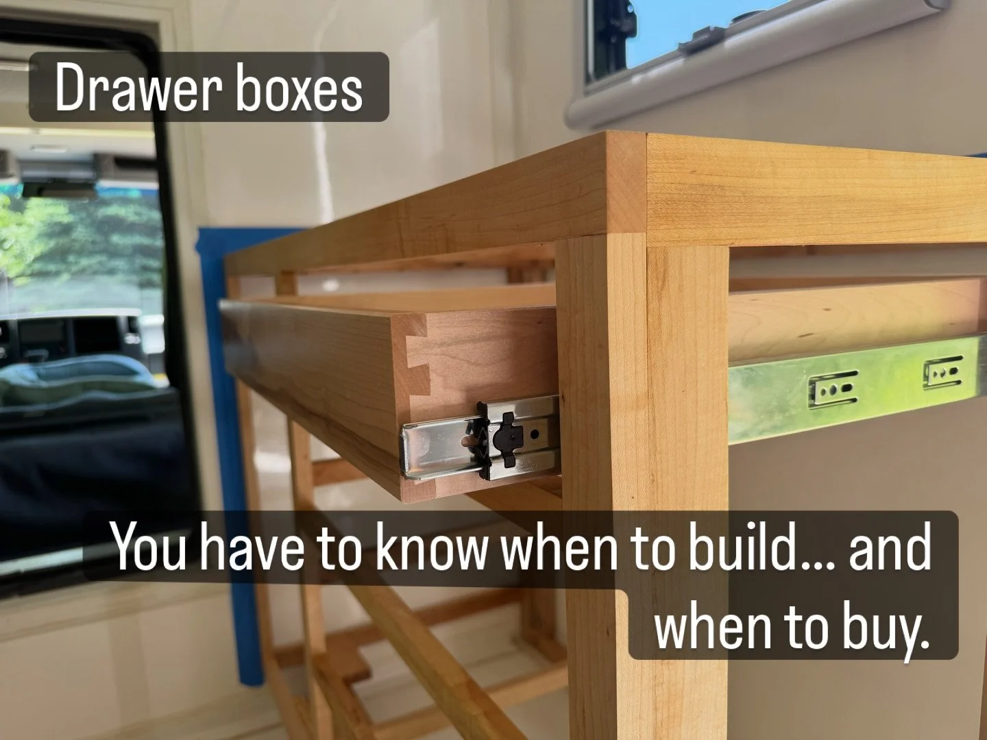 You have to know when to build&hellip; and when to buy.

The one part of the kitchen we didn&rsquo;t build ourselves: the drawer boxes.
These maple dovetail boxes came from a local cabinet shop, and they&rsquo;re spot on. Clean, strong, and better th