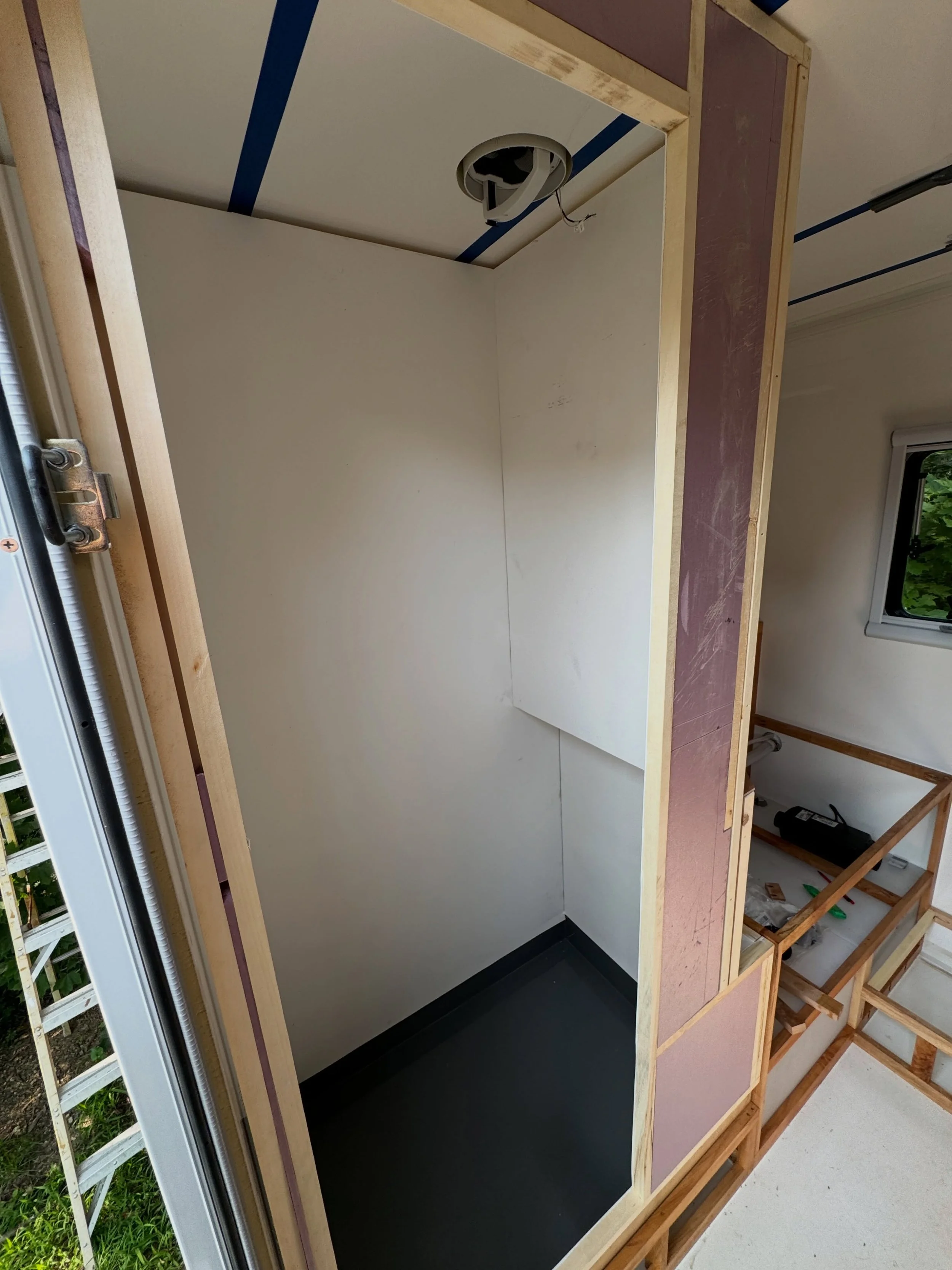 Building our own waterproof shower walls. 

#diyexpeditiontruck