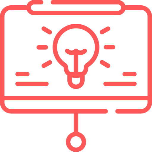 Illustration of a light bulb inside a presentation board, symbolizing training.