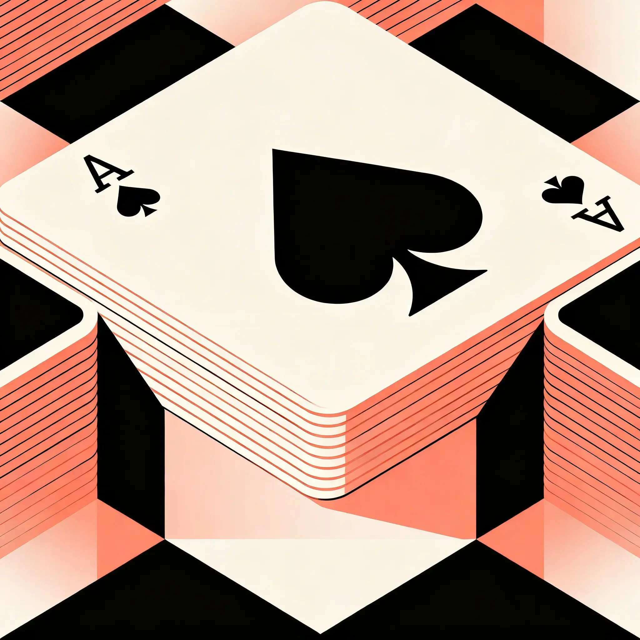 Illustration of a full deck of playing cards, with the Ace of Spades as top card