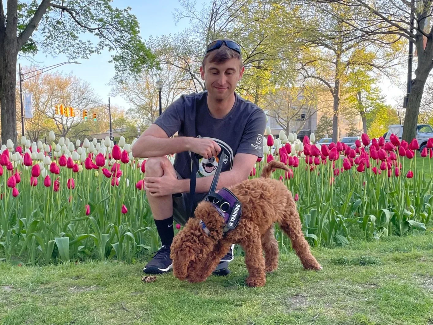 Man with a puppy