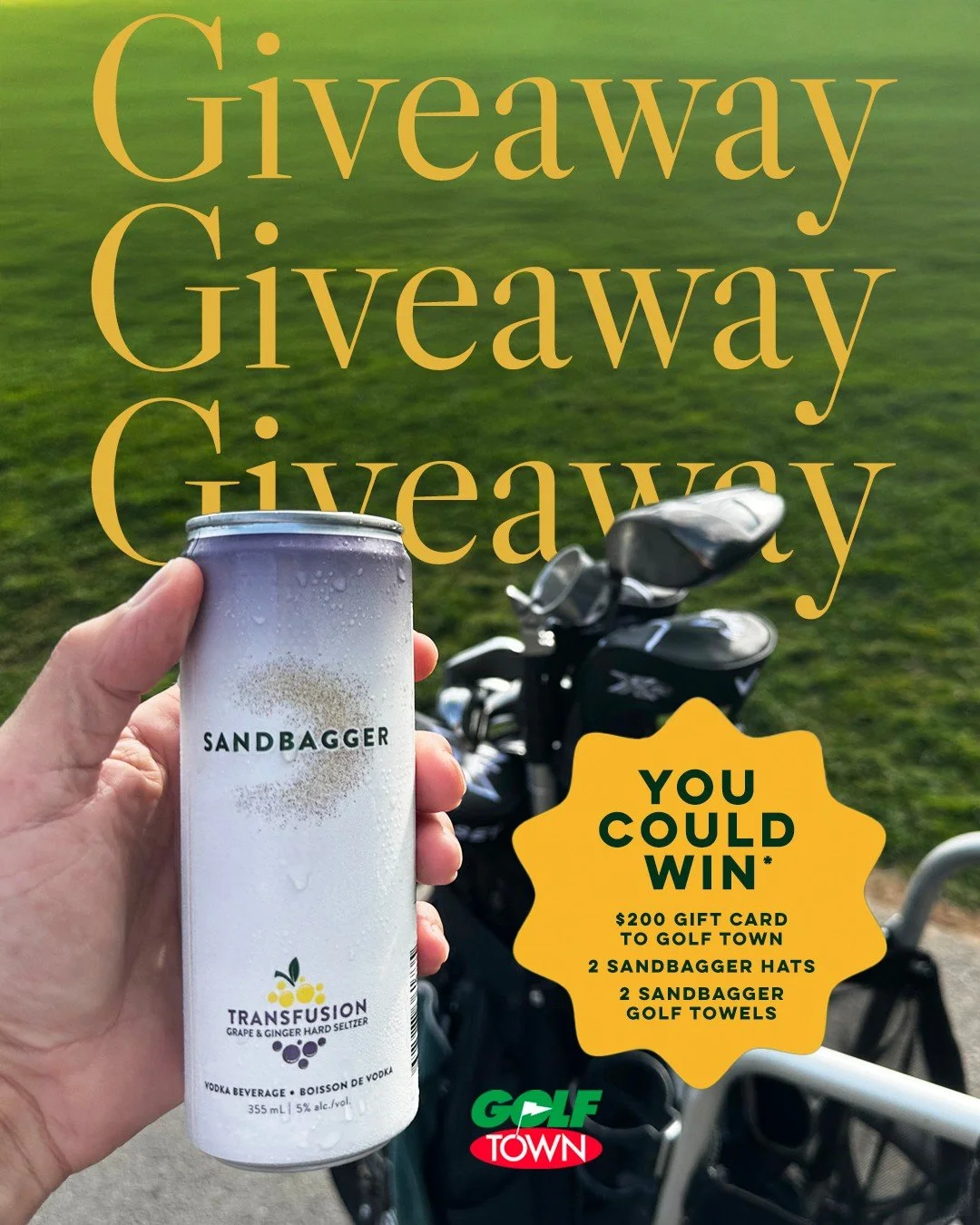 ⛳️ GIVEAWAY: NATIONAL GOLF DAY ⛳️

To celebrate the game that brings us all together, we're giving away some Sandbagger swag for you and a friend AND a $200 gift card to Golf Town to keep you both looking fresh on the course 👏

For your chance to wi