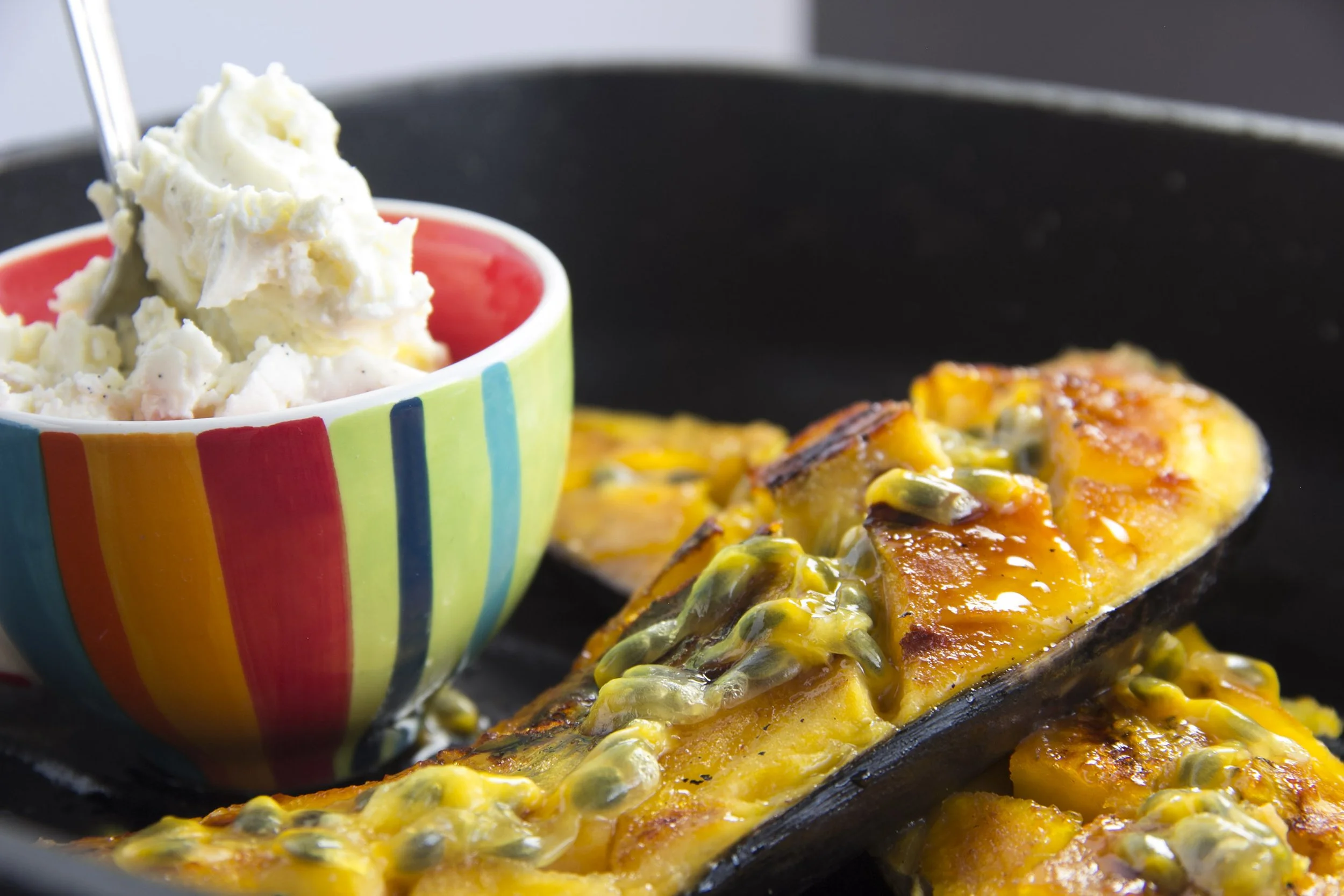 Galliano, Plantain and Passionfruit Griddle