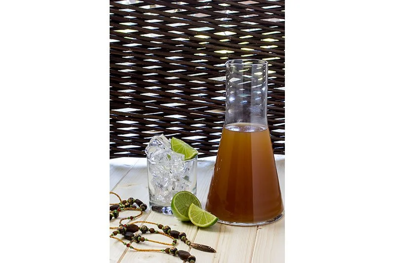 Ginger and lime drink, served on ice