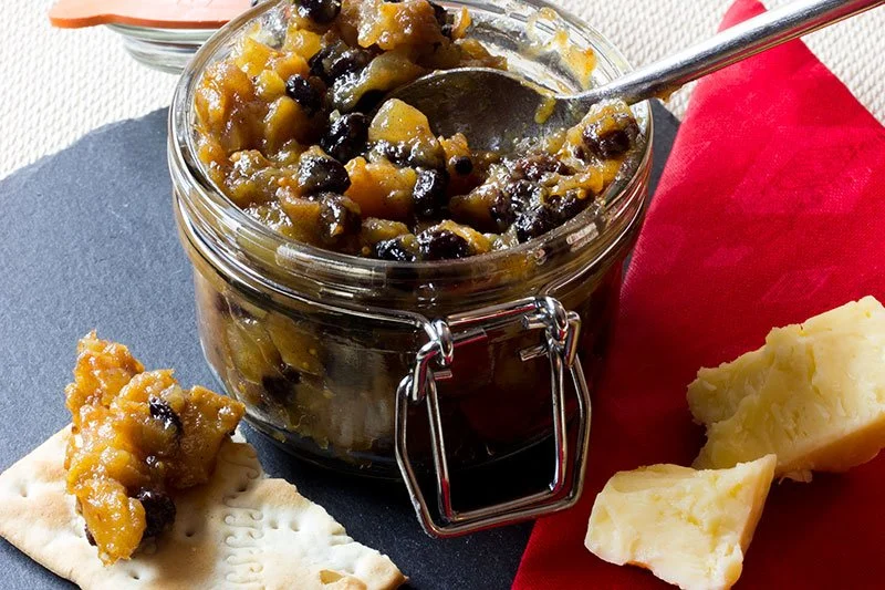 Stem ginger and plantain chutney - goes well with crackers and cheese