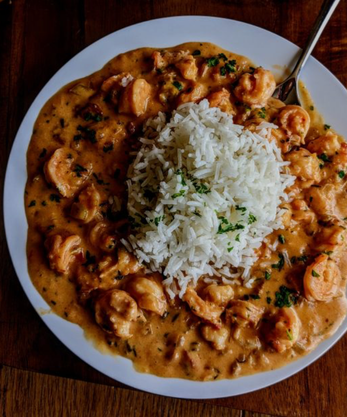 Louisiana prawns with rice