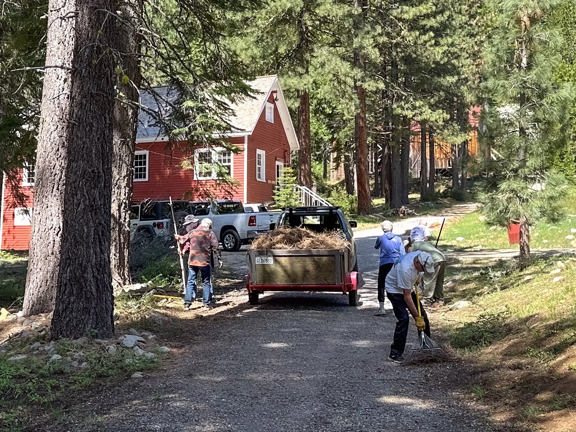 volunteers working outside at park