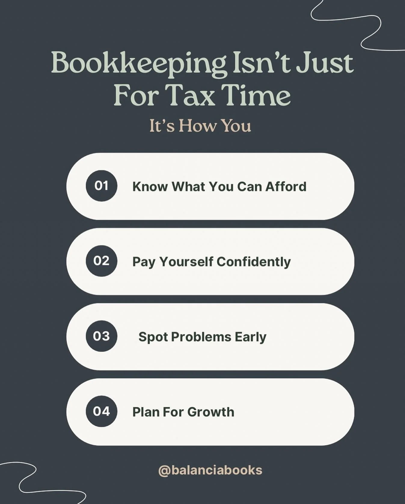 Bookkeeping isn&rsquo;t just for April 15.
It&rsquo;s the system that helps you run your business&mdash;not just report it.

Here&rsquo;s what consistent bookkeeping actually gives you:
✅ Clarity on your income and spending
✅ Peace of mind when it&rs